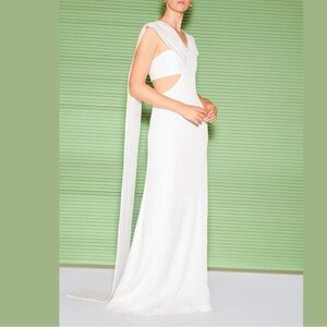 NEW STAUD TITANIUM WHITE FORMAL GOWN DRESS WEDDING cape 10